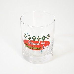 NWT Rockin' Around The Christmas Tree Xmas Holiday Lowball Glass Cup